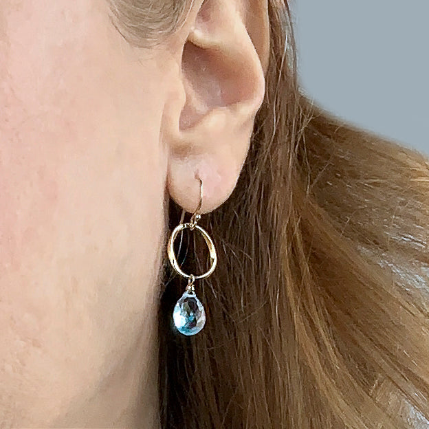 Rainbow Moonstone Blue Topaz Diamond Drop Earrings – Annick Designs